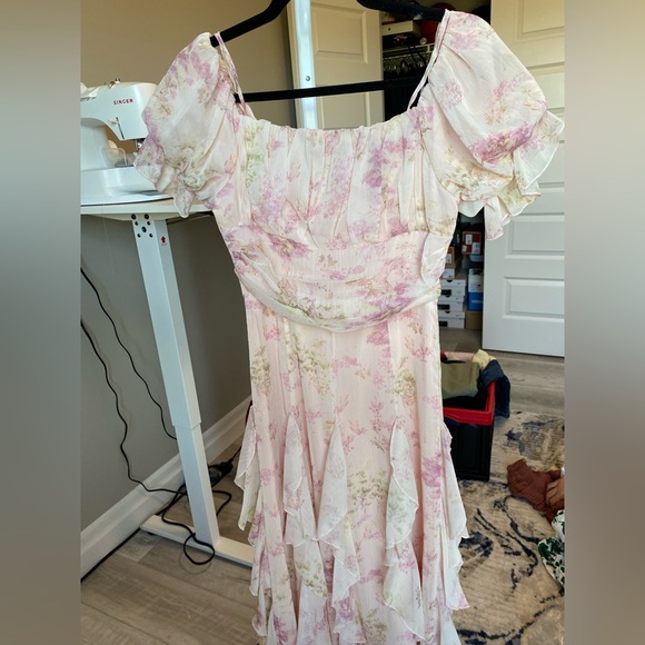 FLORAL OFF THE SHOULDER MIDI DRESS - Picture 1 of 4